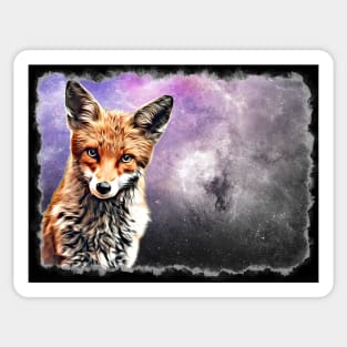 Fox in the Moon Sky Sticker